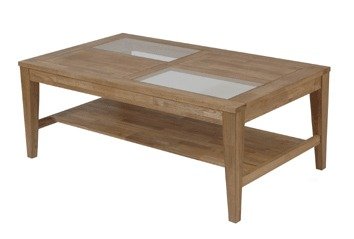 Elina soffbord med 2 glas och hylla - Oljad ek - 140 cm