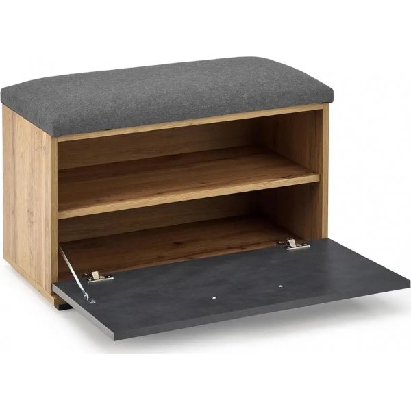 Meuble à chaussures Abdel avec siège - Gris/chêne wotan Meuble à chaussures Abdel avec siège - Gris/chêne wotan