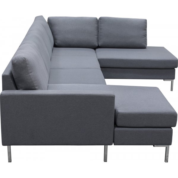 Nova grå U-soffa med metallben - 320 cm Nova grå U-soffa med metallben - 320 cm