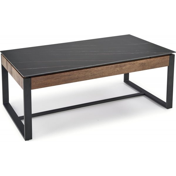 Ramona salontafel 121 x 61 cm - Zwart marmer/walnoot
