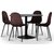 Groupe de repas Seat, table  manger avec 4 chaises en velours Carisma - Noir/Bordeaux