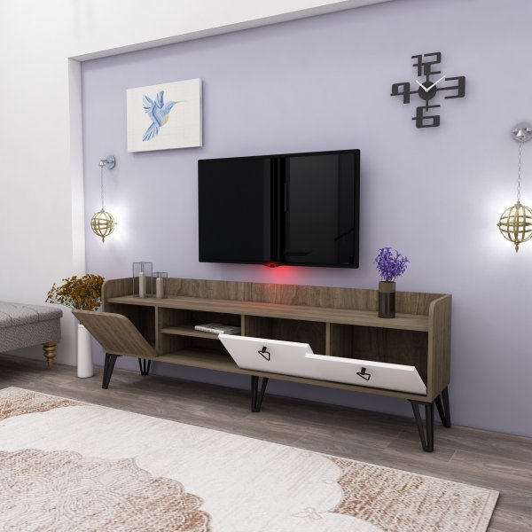 Prime TV-bänk - Vit/valnöt Prime TV-bänk - Vit/valnöt