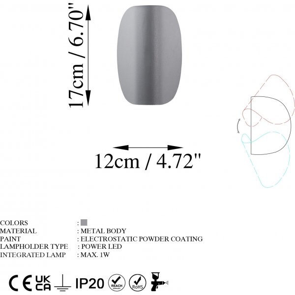 Potisto wandlamp - Grijs