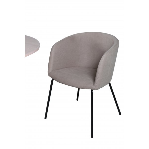 Bianca Matgrupp runt vitputsat matbord med 4 st Berit beige polyesterlinne stolar
