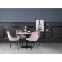 Plaza matgrupp, marmorbord med 4 st Theo sammetsstolar - Rosa/Vit/Svart Plaza matgrupp, marmorbord med 4 st Theo sammetsstolar - Rosa/Vit/Svart