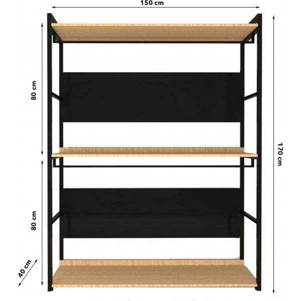 Meuble d'entrée Perpa - Chêne/noir Meuble d'entrée Perpa - Chêne/noir