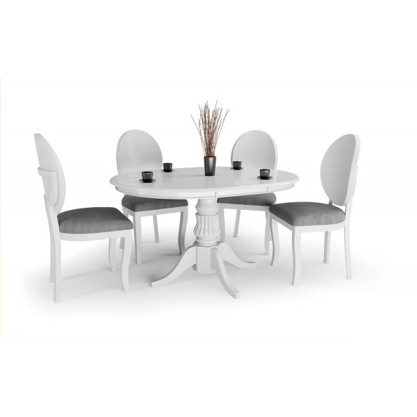 Matbord med butterfly skiva 90-124 cm vit - Dana + Mbeltassar