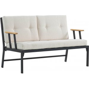 Lotus 2-sits utesoffa - Svart/beige + Möbelvårdskit för textilier Lotus 2-sits utesoffa - Svart/beige + Möbelvårdskit för textilier