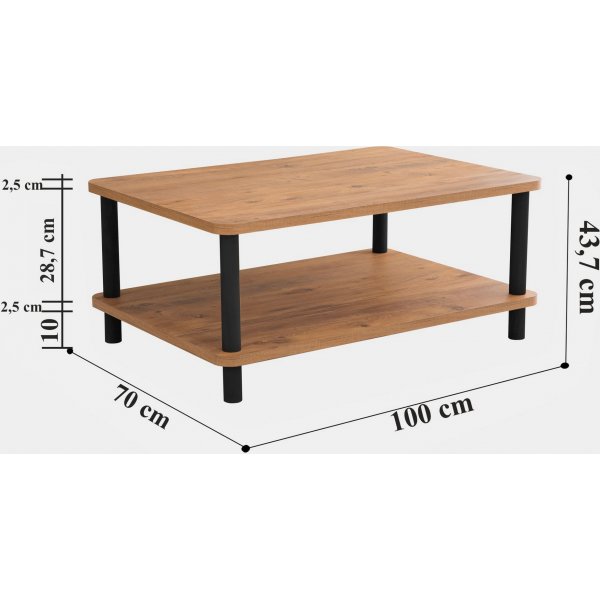 Roga soffbord 100 x 70 cm - Svart/furu Roga soffbord 100 x 70 cm - Svart/furu