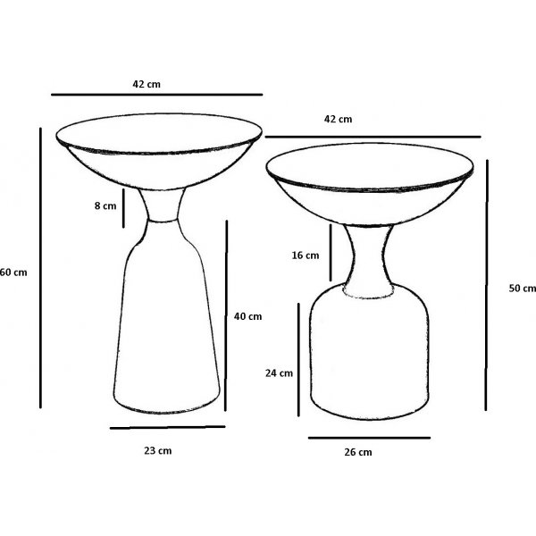 Chalice sidobord set 46/56 cm - Svart/guld Chalice sidobord set 46/56 cm - Svart/guld