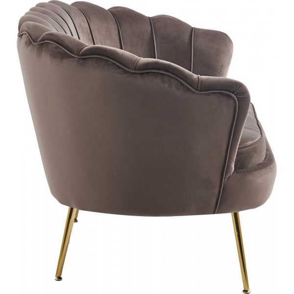 Kingsley 2-zitsbank in fluweel - bruin/messing + Meubelpoten