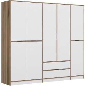 Armoire Elina 232 x 52 x 208 cm - Blanc/marron