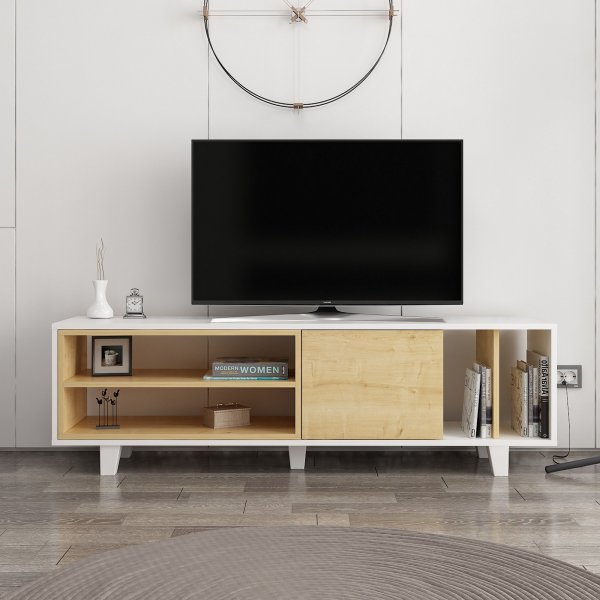Rosmar TV-bänk - Vit/ek Rosmar TV-bänk - Vit/ek