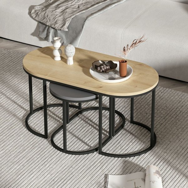 Table Dena 35/90 x 30/45 cm - Chêne/anthracite Table Dena 35/90 x 30/45 cm - Chêne/anthracite