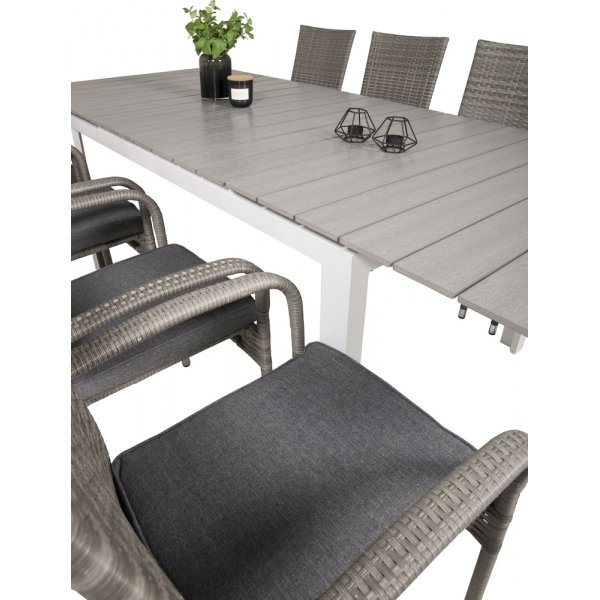 Levels utematgrupp med 8 st Anna stolar - Grå/Vit Levels utematgrupp med 8 st Anna stolar - Grå/Vit