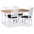 Fårö matgrupp; matbord 140x90 cm - Vit / oljad ek med 4 st Fårö matstolar med ribbor i ryggen, svart PU-sits