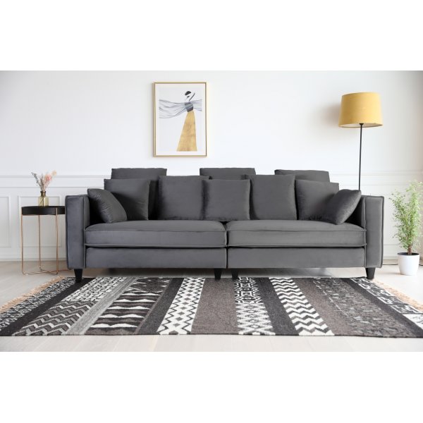 3,5-sits soffa i mrkgr sammet - Brandy + Textilrengring fr mbler