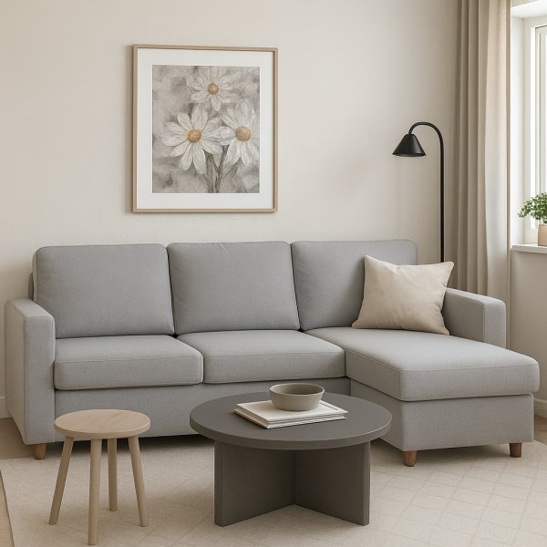 Soffa med frvaring gr 214 cm bred