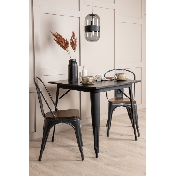 Tempe matgrupp, stlbord med 2 st stlstolar - Svart/valnt + 2.00 x Stolsdyna