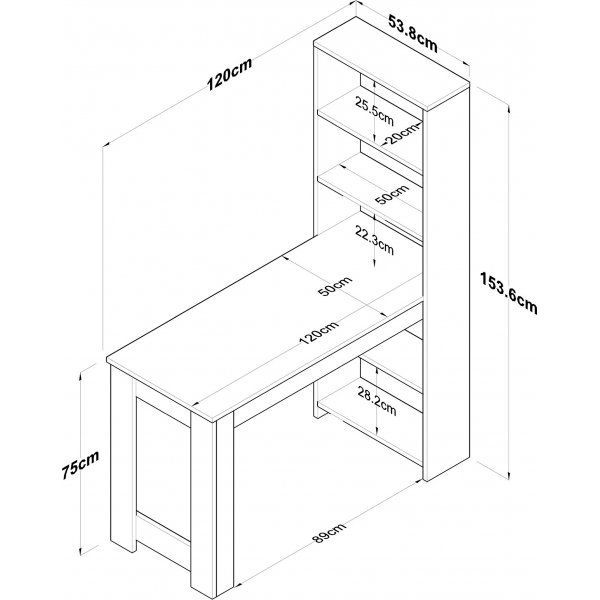 Table  manger Jalle 120 x 54 cm - Noyer/blanc