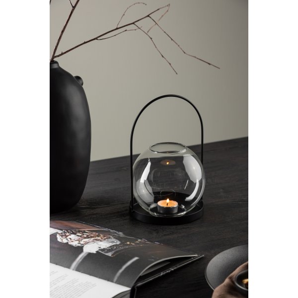 Flora lykta 22 x 14 cm - Svart