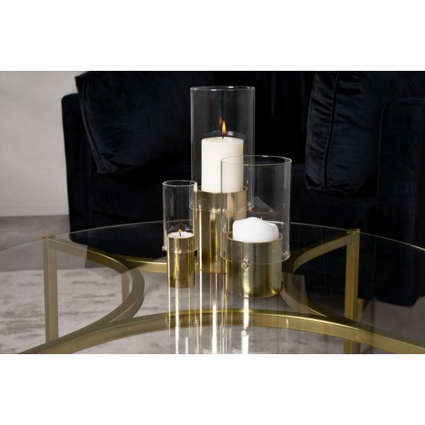 Alsjholm soffbord 75 cm - Glas/mssing