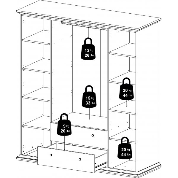 Armoire Paris avec 4 portes et 2 tiroirs - Blanc Armoire Paris avec 4 portes et 2 tiroirs - Blanc