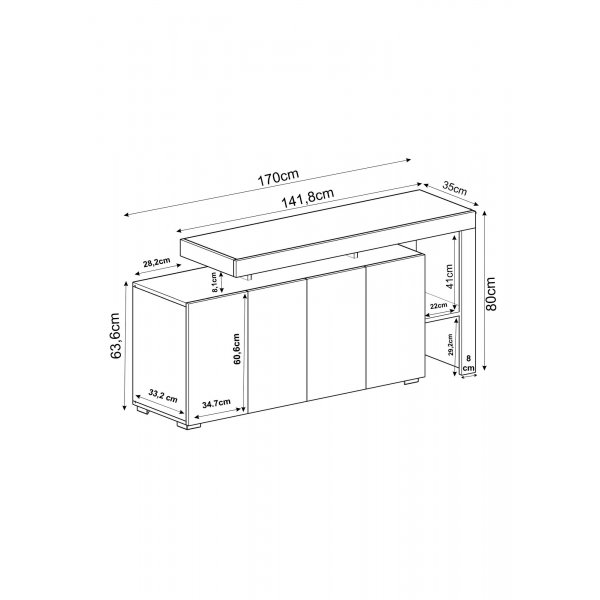Sideboard Bellan 170 cm - Travertin