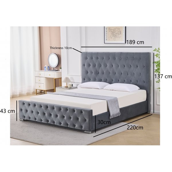 Sängram med sänggavel 180 x 200 cm - Grå Sängram med sänggavel 180 x 200 cm - Grå