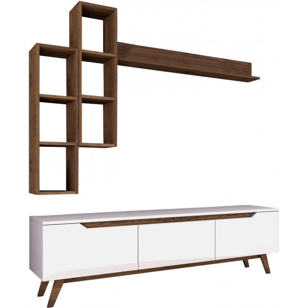 Marlon tv-möbel - Vit/valnöt Marlon tv-möbel - Vit/valnöt