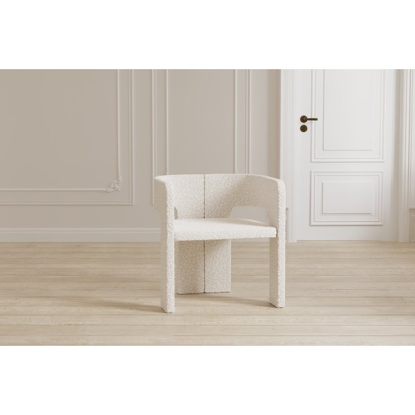 Matstol Kristin i vit boucl�