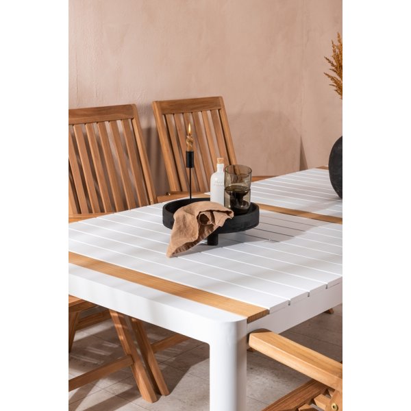 Togo utematgrupp med 6 st Kenya stolar - Teak/Vit Togo utematgrupp med 6 st Kenya stolar - Teak/Vit