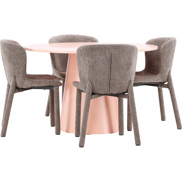 Matbord Lanzo med 4 st Astoria stolar - Beige/rosa/brun + 4.00 x Stolsdyna Matbord Lanzo med 4 st Astoria stolar - Beige/rosa/brun + 4.00 x Stolsdyna