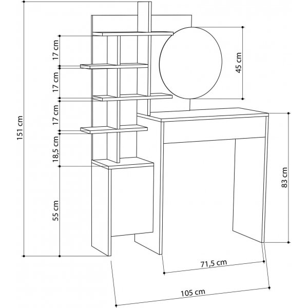 Mojo sminkbord 105 x 35 cm - Vit/ek Mojo sminkbord 105 x 35 cm - Vit/ek