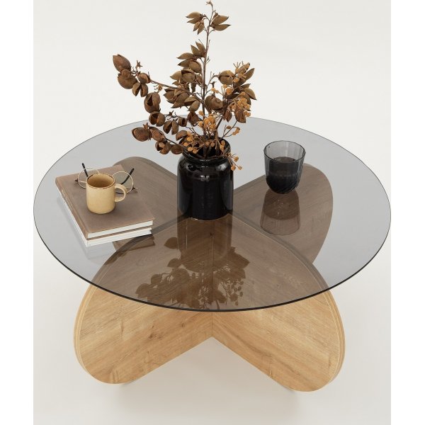 Bubbel soffbord 75 cm - Safir ek/rkglas