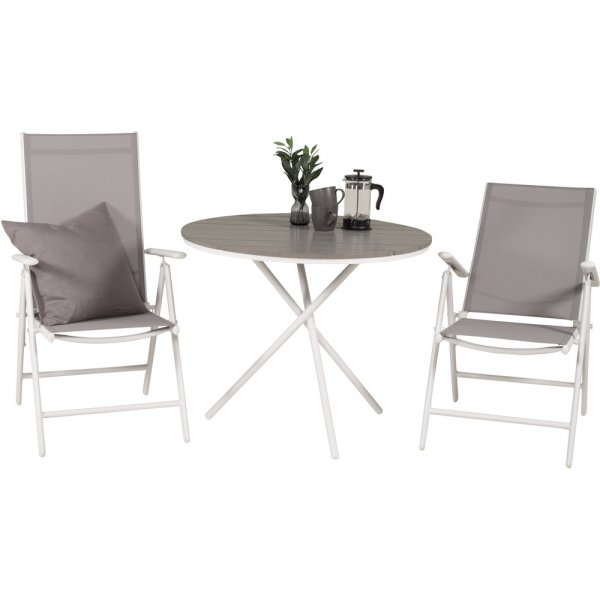 Parma utematgrupp med 2 st Break stolar - Grå/Vit Parma utematgrupp med 2 st Break stolar - Grå/Vit