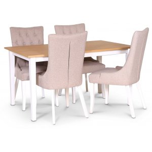 Groupe repas Fr 140 cm incl. 4 chaises Saga beige - Chne/blanc