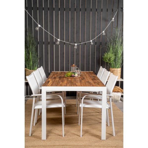 Bois utematgrupp med 6 st Santorini stolar - Natur/Vit