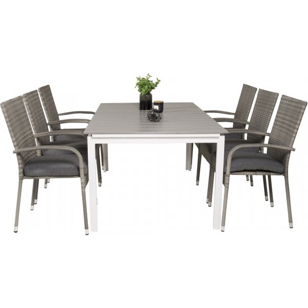 Levels utematgrupp med 6 st Anna stolar - Grå/Vit Levels utematgrupp med 6 st Anna stolar - Grå/Vit