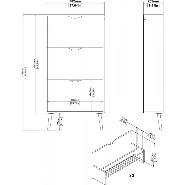Meuble à chaussures Oslo - Blanc/chêne Meuble à chaussures Oslo - Blanc/chêne