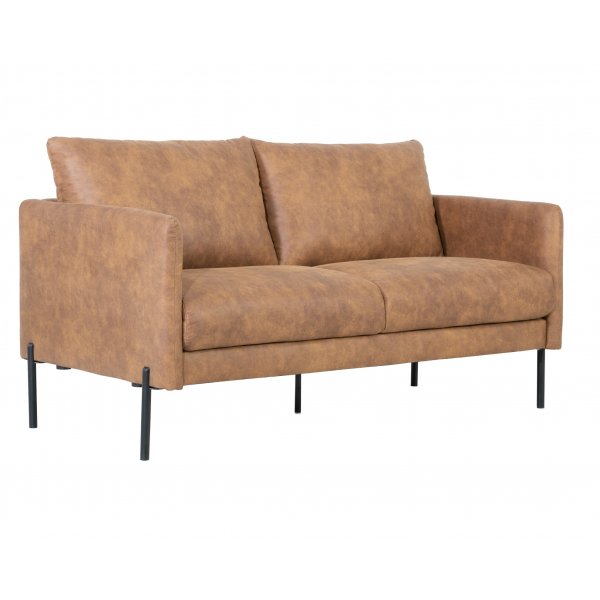 Soffa i brunt ecolder 156 cm + Textilrengring fr mbler