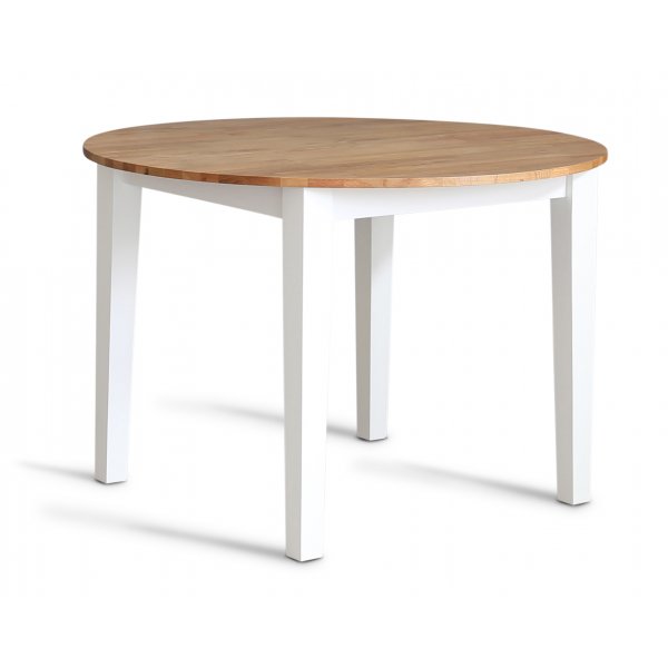 Matgrupp: Runt bord i Ek / Vit med 4 st röda Pinnstolar Matgrupp: Runt bord i Ek / Vit med 4 st röda Pinnstolar