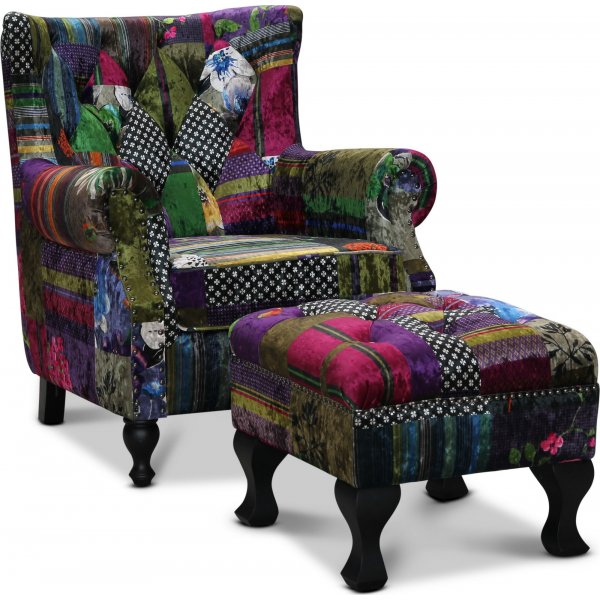 Lddekpinge fauteuil met voetenbank - Patch