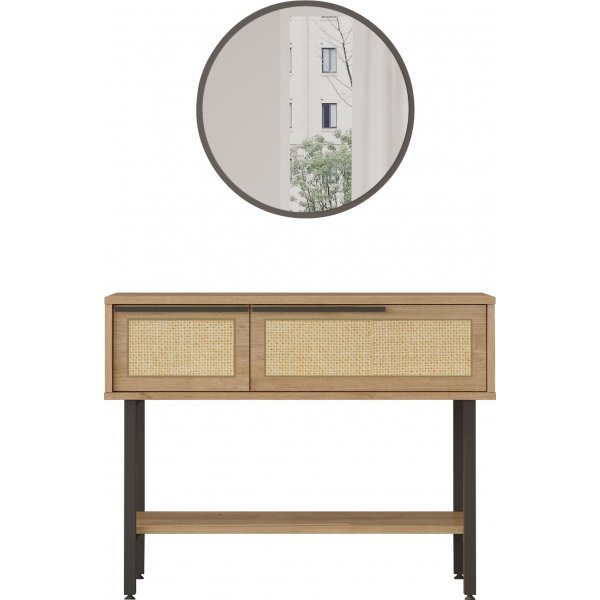 Table d\\\'entrée Océan avec miroir - Noyer/chêne Table d\\\'entrée Océan avec miroir - Noyer/chêne