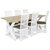 Isabelle matgrupp - Bord inklusive 6 st Vind stolar med bl sits - Vit/ekbets