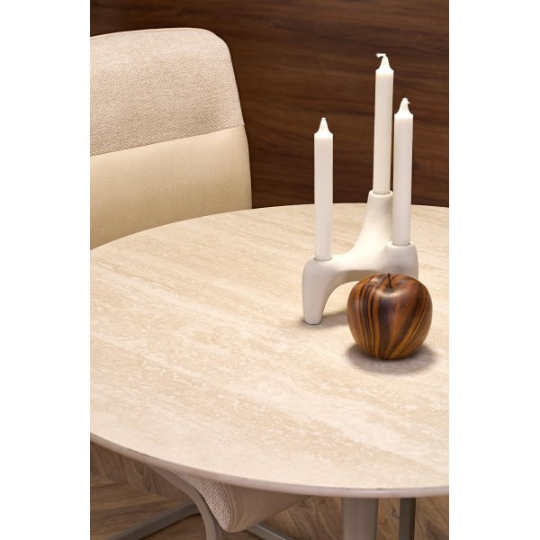 Matbord runt 90 cm beige travertin Matbord runt 90 cm beige travertin