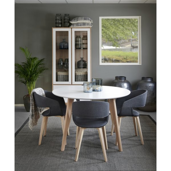 Table ā manger Fjälkestad Ø120 cm - Blanc/chęne Table ā manger Fjälkestad Ø120 cm - Blanc/chęne