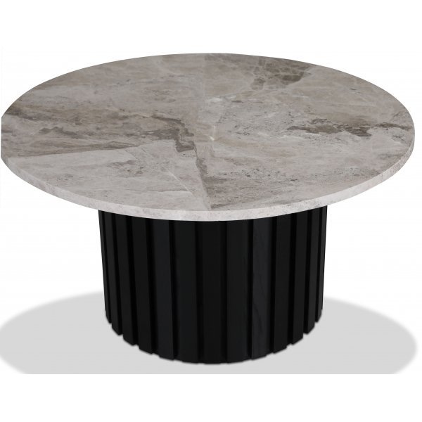 Sumo Soffbord i marmor Ø85 - Svartbets / Gråbeige marmor Sumo Soffbord i marmor Ø85 - Svartbets / Gråbeige marmor