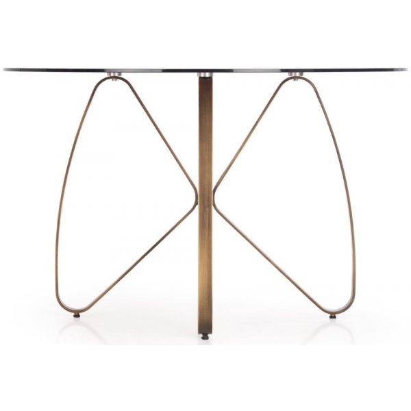 Table à manger ronde Rhonda 120 cm - Marron / Or antique Table à manger ronde Rhonda 120 cm - Marron / Or antique