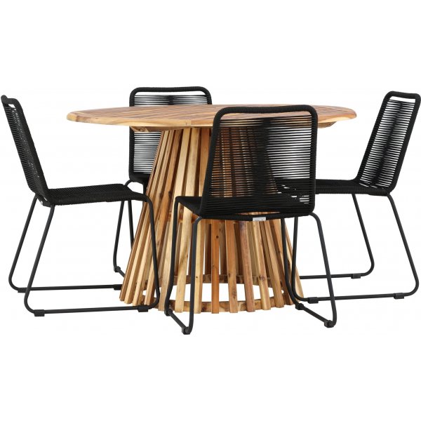 Lumpur rund matgrupp med 4 st Lindos stolar - Svart + 3.00 x Möbeltassar Lumpur rund matgrupp med 4 st Lindos stolar - Svart + 3.00 x Möbeltassar